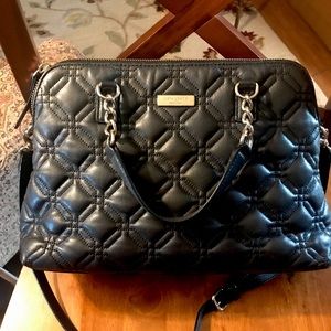 Kate Spade ♠️ quilted leather double handle satchel handbag w/shoulder strap.